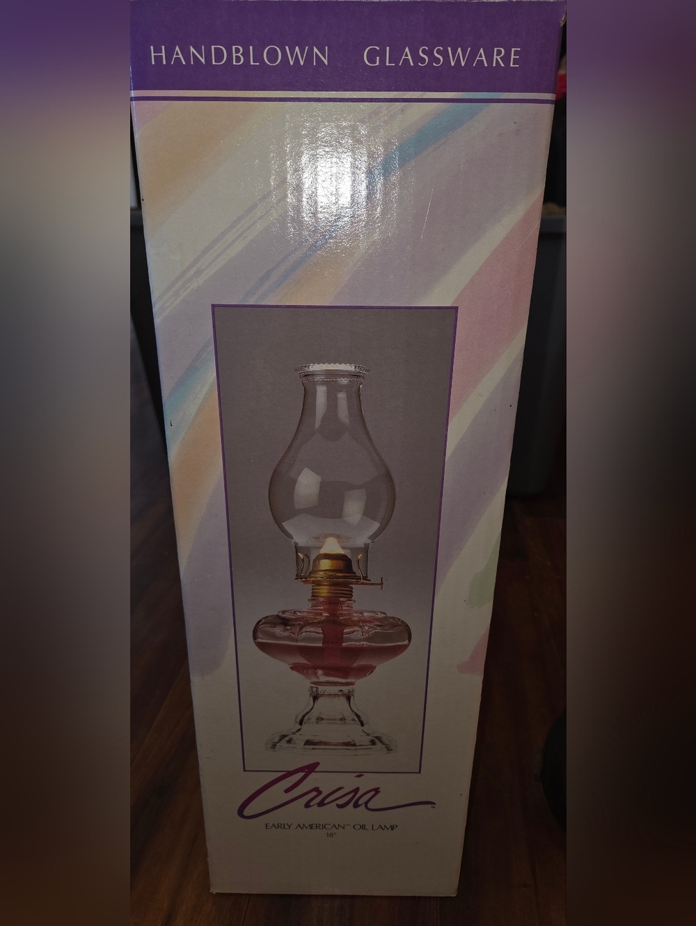 VTG Crisa Early American 18" Oil Lamp Hand Blown Glass